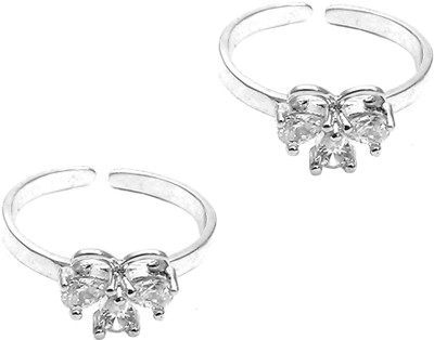 Jewel Craft Silver Cubic Zirconia Rhodium Plated Toe Ring