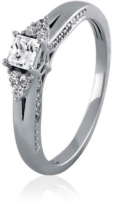 10% OFF on Velvetcase Decorative Princess Cut Diamond Solitaire White Gold 18 K Ring