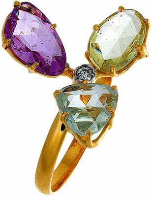 15% OFF on 64Facets The Charmer V Gold Diamond, Sapphire Rhodium Plated 14 K Ring