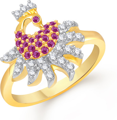 79% OFF on VK Jewels Graceful Mayur Alloy Cubic Zirconia 18K Yellow Gold Plated 18 K Ring