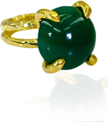 66% OFF on Riyo Allustar Green Onyx Copper Onyx 18K Yellow Gold Plated Ring