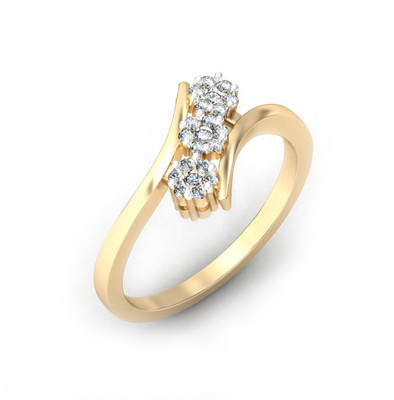 KuberBox Teen Phool Gold 14 K Ring