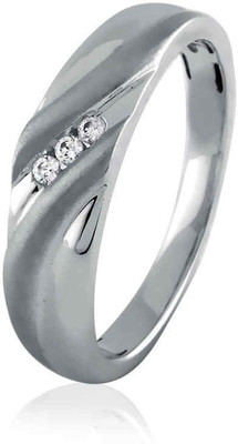 9% OFF on Velvetcase Mens Diamond Accent Slant Wedding Band White Gold 18 K Ring
