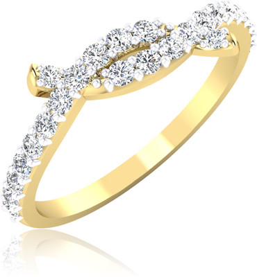 31% OFF on Forevercarat Twin Petal Silver Diamond 14K Yellow Gold Plated Ring