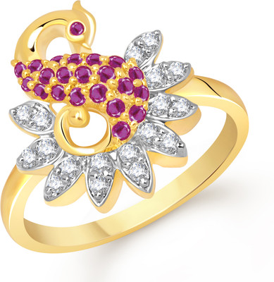 82% OFF on VK Jewels Excellent Mayur Alloy Cubic Zirconia 18K Yellow Gold Plated 18 K Ring