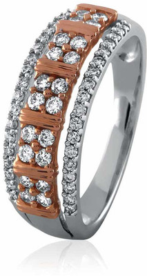 14% OFF on Velvetcase Vintage Style Two Tone Diamond Eternity Band White Gold 18 K Ring