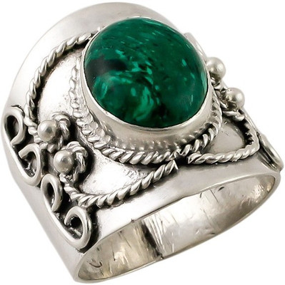 Jhumka Creations Silver Malachite Ring