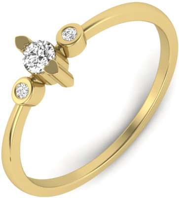 15% OFF on JacknJewel Three Stone Simple Dimaond Gold 18K Yellow Gold Plated 18 K Ring