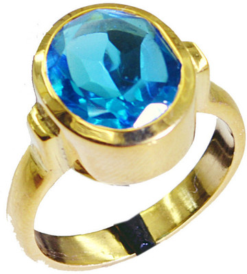 24% OFF on Riyo Stunningstar Blue Topaz Cz Copper Cubic Zirconia 18K Yellow Gold Plated Ring
