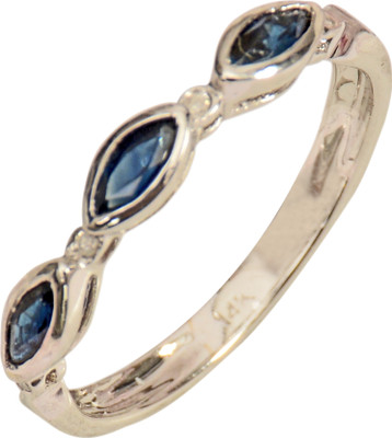 15% OFF on Rakam Gold Sapphire, Diamond 14K White Gold Plated 14 K Ring