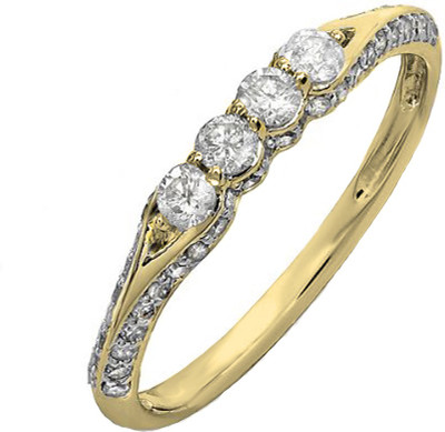 57% OFF on Kavya Jewels Stackable Yellow Gold Diamond 14 K Ring