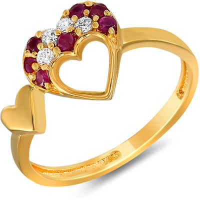 35% OFF on Mahi Sweetheart Brass, Alloy Cubic Zirconia, Ruby Ring
