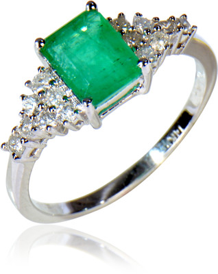 15% OFF on Rakam Gold Emerald, Diamond 14K White Gold Plated 14 K Ring