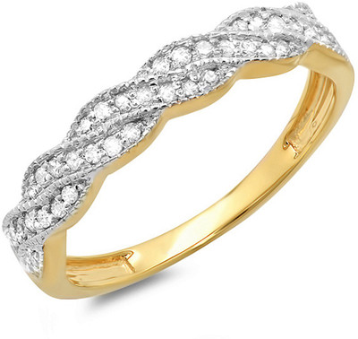 65% OFF on Kavya Jewels Swirl Yellow Gold Diamond 14K Yellow Gold Plated 14 K Ring