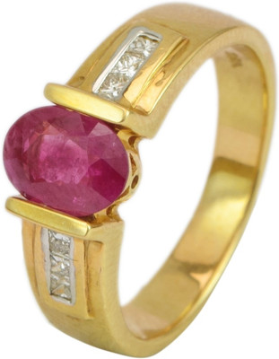 15% OFF on Rakam Gold Ruby, Diamond 18K Yellow Gold Plated 18 K Ring