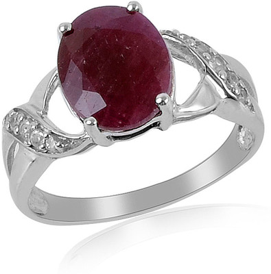 41% OFF on RosesNRibbons Sterling Silver Ruby, Topaz Rhodium Plated Ring