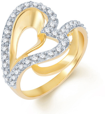 64% OFF on Sukkhi Intricately Alloy Cubic Zirconia 18K Yellow Gold, Rhodium Plated Ring