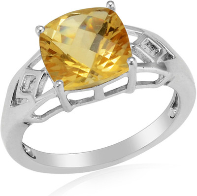 63% OFF on RosesNRibbons Citrine Glamour Sterling Silver Citrine Rhodium Plated Ring
