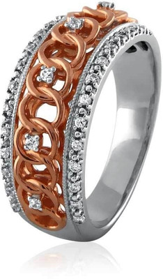 23% OFF on Velvetcase Two Tone Knot Diamond Eternity Band White Gold 18 K Ring