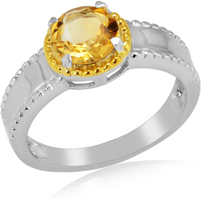44% OFF on RosesNRibbons Golden Delight Sterling Silver Citrine Rhodium, 18K Yellow Gold Plated Ring