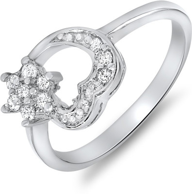 40% OFF on Mahi Flowery Heart Brass, Alloy Zircon Rhodium Plated Ring