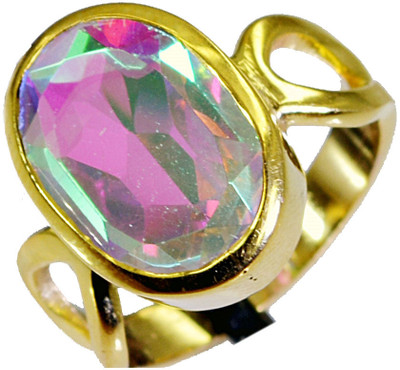 25% OFF on Riyo Gorgeous Dichroic Glass Copper Cubic Zirconia 18K Yellow Gold Plated Ring