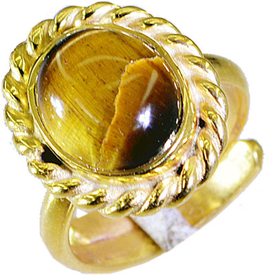 24% OFF on Riyo Nicestar Tiger Eye Copper Onyx 18K Yellow Gold Plated Ring