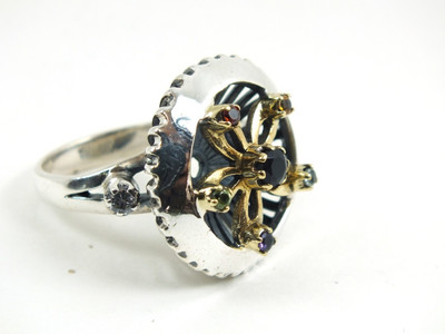 20% OFF on Aina Cocktail Silver Onyx, Amethyst, Peridot, Garnet, Citrine, Aquamarine Ring