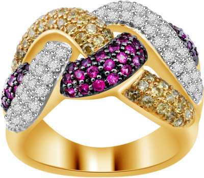 50% OFF on Ciemme 3.64 CT Bypass Cocktail Silver Cubic Zirconia 18K Yellow Gold Plated Ring