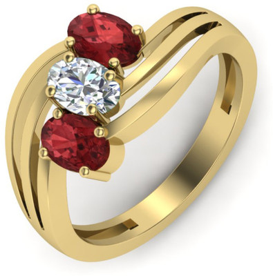 15% OFF on JacknJewel Beautiful Ruby Diamond Gold 18K Yellow Gold Plated 18 K Ring