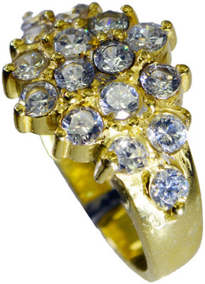 24% OFF on Riyo Tantalizing White Cz Copper Cubic Zirconia 18K Yellow Gold Plated Ring