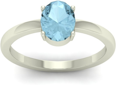 31% OFF on Jewels5 Primrose Aqua White Gold Aquamarine Rhodium Plated 18 K Ring