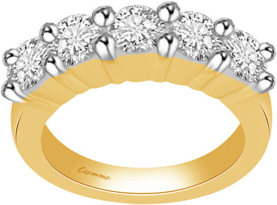 50% OFF on Ciemme 4.00 CT Stackable 5 Stone Silver Cubic Zirconia 18K Yellow Gold Plated Ring