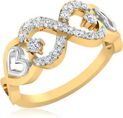 46% OFF on IskiUski Magnificant Heart Sterling Silver Diamond 22K Yellow Gold Plated Ring