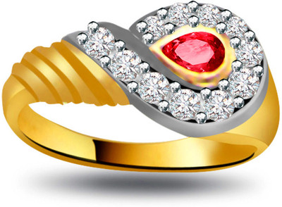30% OFF on Surat Diamond Elegant Diamond Gold Ring SDR1034 Yellow Gold Diamond, Ruby 18 K Ring