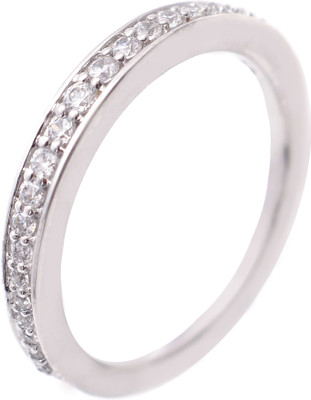 14% OFF on 9Coins Classic Wedding Band White Gold Diamond Rhodium Plated 18 K Ring