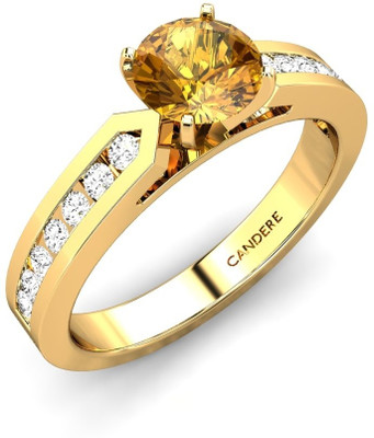 20% OFF on Candere Eva Citrine Yellow Gold Citrine Rhodium Plated 14 K Ring