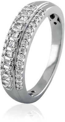 18% OFF on Velvetcase Princess Cut And Diamond Edge Band White Gold 18 K Ring