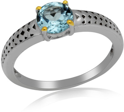 33% OFF on RosesNRibbons Classic Silver Sterling Silver Topaz Rhodium, 18K Yellow Gold Plated Ring