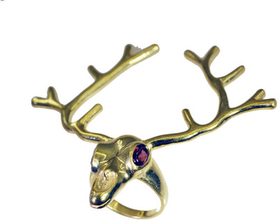 24% OFF on Riyo Inviting Garnet Copper Garnet 18K Yellow Gold Plated Ring