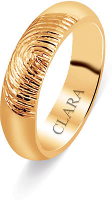 28% OFF on Clara Fingerprint Sterling Silver Swarovski Crystal 18K Yellow Gold Plated Ring