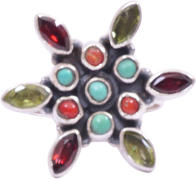 45% OFF on Rubera Silver Garnet, Turquoise Ring