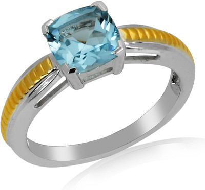 33% OFF on RosesNRibbons Sterling Silver Topaz Rhodium, 18K Yellow Gold Plated Ring
