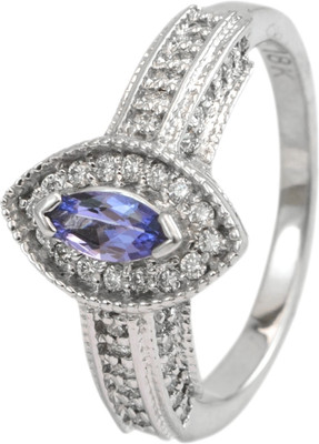 15% OFF on Rakam Gold Tanzanite, Diamond 18K White Gold Plated 18 K Ring