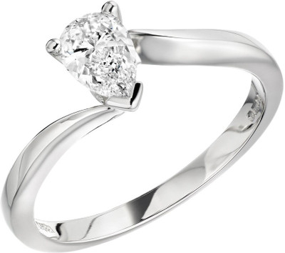 31% OFF on Aamanat Prinecess Shape Sterling Silver Swarovski Crystal Rhodium Plated Ring