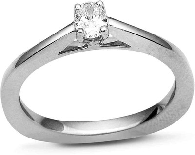 10% OFF on Velvetcase Oval Diamond Solitaire White Gold 18 K Ring