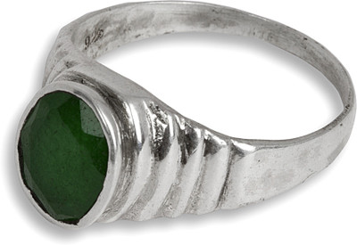 Haqiq 7.5Cts Or 8.25Ratti Elegant Silver Ring Clara Certified Green Onyx