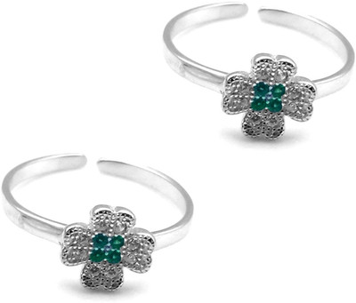 Jewel Craft Silver Onyx, Cubic Zirconia Rhodium Plated Toe Ring