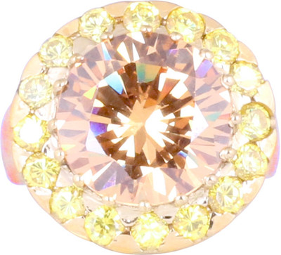 60% OFF on Sparkling Drop Brass Cubic Zirconia 14K Yellow Gold Plated Ring