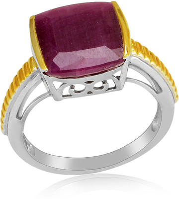 46% OFF on RosesNRibbons Ruby Wonder Sterling Silver Ruby Rhodium, 18K Yellow Gold Plated Ring